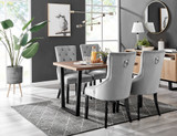 Kylo Brown Wood Effect Dining Table & 4 Belgravia Black Leg Chairs - kylo-120-wood-rectangular-dining-table-4-grey-velvet-black-leg-belgravia-chairs-set.jpg