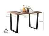 Kylo Brown Wood Effect Dining Table & 4 Belgravia Black Leg Chairs - kylo-120-wood-veneer-modern-rectangular-dining-table-dimensions.jpg
