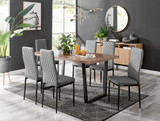 Kylo Brown Wood Effect Dining Table & 6 Milan Black Leg Chairs - kylo-160-wood-veneer-rectangular-dining-table-6-grey-leather-milan-black-chairs-set.jpg
