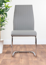 Kylo Brown Wood Effect Dining Table & 6 Lorenzo Chairs - 2-grey-lorenzo-modern-leather-dining-chairs-seats-chrome-2.jpg