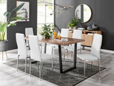 Kylo Brown Wood Effect Dining Table & 6 Milan Chrome Leg Chairs - kylo-160-wood-veneer-rectangular-dining-table-6-white-leather-milan-silver-chairs-set.jpg