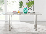Kylo White Marble Effect Dining Table & 6 Milan Chrome Leg Chairs - kylo-160-marble-silver-modern-rectangular-dining-table-1.jpg