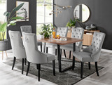 Kylo Brown Wood Effect Dining Table & 6 Belgravia Black Leg Chairs - kylo-160-wood-rectangular-dining-table-6-grey-velvet-black-leg-belgravia-chairs-set.jpg