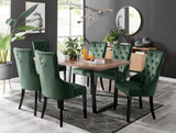Kylo Brown Wood Effect Dining Table & 6 Belgravia Black Leg Chairs - kylo-160-wood-rectangular-dining-table-6-green-velvet-black-leg-belgravia-chairs-set.jpg