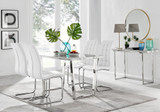 Kylo White Marble Effect Dining Table & 4 Murano Chairs - kylo-120-marble-silver-rectangular-dining-table-4-white-leather-murano-chairs-set.jpg