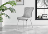 Kylo White Marble Effect Dining Table & 4 Nora Silver Leg Chairs - nora-light-grey-velvet-silver-leg-dining-chair-1.jpg