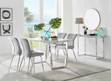 Kylo White Marble Effect Dining Table & 4 Nora Silver Leg Chairs - kylo-120-white-marble-rectangular-dining-table-4-grey-velvet-nora-silver-chairs-set.jpg