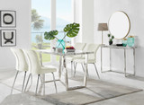 Kylo White Marble Effect Dining Table & 4 Nora Silver Leg Chairs - kylo-120-white-marble-rectangular-dining-table-4-cream-velvet-nora-silver-chairs-set.jpg