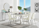 Kylo White Marble Effect Dining Table & 6 Nora Silver Leg Chairs - kylo-160-white-marble-rectangular-dining-table-6-cream-velvet -nora-silver-chairs-set.jpg