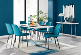 Kylo White High Gloss Dining Table & 6 Pesaro Black Leg Chairs - kylo-160-white-gloss-rectangular-dining-table-6-blue-velvet-pesaro-black-chairs-set.jpg