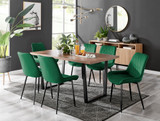 Kylo Brown Wood Effect Dining Table & 6 Pesaro Black Leg Chairs - kylo-160-wood-veneer-rectangular-dining-table-6-green-velvet-pesaro-black-chairs-set.jpg