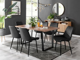 Kylo Brown Wood Effect Dining Table & 6 Pesaro Black Leg Chairs - Kylo-160cm-Wood-Dining-Table-6-Pesaro-black-leg-black-fabric.jpg