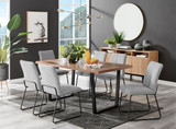 Kylo Brown Wood Effect Dining Table & 6 Halle Black Leg Chairs - kylo-160-wood-veneer-rectangular-dining-table-6-grey-fabric-halle-silver-chairs-set.jpg