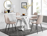 Atlanta 4 Table & 4 Corona Black Leg Chairs - atlanta-4-chrome-gloss-rectangle-dining-table-4-beige-leather-corona-black-chairs-set.jpg