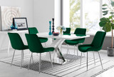 Atlanta 6 White Dining Table and 6 Pesaro Silver Leg Chairs - atlanta-6-chrome-gloss-rectangle-dining-table-6-green-velvet-pesaro-silver-chairs-set_1.jpg