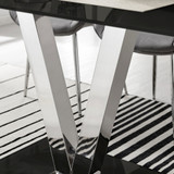 Florini V Black Dining Table and 6 Gold Leg Milan Chairs - florini-6-seats-black-glass-modern-rectangle-dining-table-4.jpg