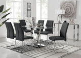 Florini V Grey Dining Table and 6 Lorenzo Chairs - florini-6-seats-gry-glass-rectangle-dining-table-6-black-leather-lorenzo-chairs-set_1.jpg