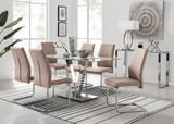 Florini V Grey Dining Table and 6 Lorenzo Chairs - florini-6-seats-grey-glass-rectangle-dining-table-6-beige-leather-lorenzo-chairs-set_1.jpg