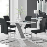 Monza 4 White/Grey Dining Table & 4 Lorenzo Chairs - Monza-4-seater-chrome-glass-rectangle-dining-table-4-black-leather-lorenzo-chairs-set-CROP.jpg