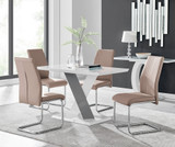 Monza 4 White/Grey Dining Table & 4 Lorenzo Chairs - Monza-4-seater-chrome-glass-rectangle-dining-table-4-beige-leather-lorenzo-chairs-set.jpg