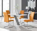 Monza 4 White/Grey Dining Table & 4 Lorenzo Chairs - Monza-4-seater-chrome-glass-rectangle-dining-table-4-mustard-leather-lorenzo-chairs-set.jpg