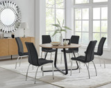 Santorini Brown Round Dining Table And 6 Isco Chairs - santorini-6-brown-wood-round-dining-table-6-black-leather-isco-chairs-set.jpg