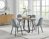 Santorini Brown Round Table & 4 Corona Black Leg Chairs - santorini-4-brown-wood-round-dining-table-4-grey-leather-corona-blck-chairs-set.jpg