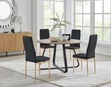 Santorini Brown Round Dining Table And 4 Gold Leg Milan Chairs - santorini-4-brown-wood-round-dining-table-4-black-leather-milan-gold-chairs-set.jpg