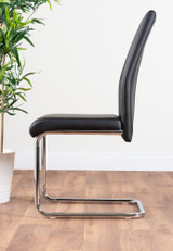 Selina Round Glass Chrome Leg Dining Table and 2 Lorenzo Chairs - 2-black-lorenzo-modern-leather-dining-chairs-seats-chrome-1.jpg