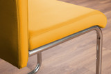 Selina Round Glass Chrome Leg Dining Table and 2 Lorenzo Chairs - 2-mustard-lorenzo-modern-leather-dining-chairs-seats-chrome-5_26.jpg