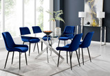 Leonardo 6 Dining Table and 6 Pesaro Black Leg Chairs - leonardo-6-seater-chrome-rectangle-dining-table-6-navy-velvet-pesaro-black-chairs-set.jpg