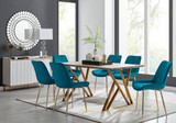 Taranto Oak Effect Dining Table and 6 Pesaro Gold Leg Chairs - tarranto-oak-effect-gold-leg-dining-table-6-blue-velvet-pesaro-gold-chairs-set.jpg