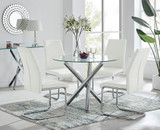 Selina Round Glass And Chrome Metal Dining Table And 4 Lorenzo Chairs Set - selina-chrome-glass-round-dining-table-4-white-leather-lorenzo-chairs-set_1.jpg