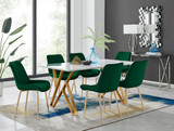 Taranto White High Gloss Dining Table and 6 Pesaro Gold Leg Chairs - tarranto-6-seater-gold-leg-dining-table-6-green-velvet-pesaro-gold-chairs-set.jpg