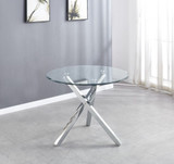 Selina Chrome Round Square Leg Glass Dining Table And 4 Milan Chairs Set - selina-glass-chrome-square-leg-round-100-dining-table.jpg