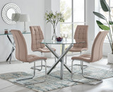 Selina Round Dining Table and 4 Murano Chairs - selina-chrome-glass-round-dining-table-4-beige-leather-murano-chairs-set_1.jpg