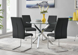 Selina Chrome Round Square Leg Glass Dining Table And 4 Lorenzo Chairs Set - selina-4-seater-chrome-leg-round-dining-table-4-black-leather-lorenzo-chairs-set_1.jpg