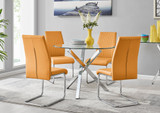 Selina Chrome Round Square Leg Glass Dining Table And 4 Lorenzo Chairs Set - selina-4-seater-chrome-leg-round-dining-table-4-mustard-leather-lorenzo-chairs-set_1.jpg
