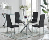 Selina Chrome Round Glass Dining Table and 4 Milan Dining Chairs - selina-chrome-glass-round-dining-table-4-black-leather-milan-chairs-set_1.jpg
