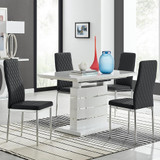 Renato 120cm High Gloss Extending Dining Table and 4 Milan Chairs - renato-4-seater-high-gloss-extending-dining-table-4-black-leather-milan-chairs-set-CROP.jpg
