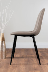 Renato 120cm High Gloss Extending Dining Table and 6 Corona Black Leg Chairs - beige-corona-black--leg-modern-leather-dining-chair-3.jpg