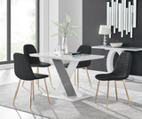 Monza 4 White/Grey Dining Table & 4 Corona Gold Leg Chairs - Monza-4-seater-chrome-glass-rectangle-dining-table-4-black-leather-corona-gold-chairs-set.jpg