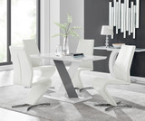 Monza 4 White/Grey Dining Table & 4 Willow Chairs - Monza-4-seater-chrome-glass-rectangle-dining-table-4-white-leather-willow-chairs-set.jpg