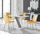 Monza 4 White/Grey Dining Table & 4 Pesaro Silver Leg Chairs - Monza-4-Seat-White-Gloss-Dining-Table-Pesaro-silver-leg-yellow-fabric.jpg