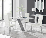 Monza 4 White/Grey Dining Table & 4 Milan Chairs - Monza-4-seater-chrome-glass-rectangle-dining-table-4-white-leather-milan-chairs-set.jpg