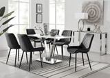 Florini V White Dining Table and 6 Pesaro Black Leg Chairs - Florini-V-White-Glass-Dining-Table-6-Pesaro-black-leg-black-fabric.jpg