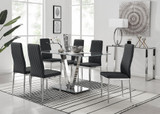 Florini V Grey Dining Table and 6 Milan Chairs - florini-6-seats-gry-glass-rectangle-dining-table-6-black-leather-milan-chairs-set_1.jpg