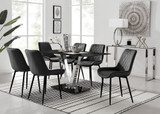 Florini V Black Dining Table and 6 Pesaro Black Leg Chairs - Florini-V-Black-Glass-Dining-Table-6-Pesaro-black-leg-black-fabric.jpg