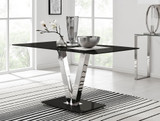 Florini V Black Dining Table and 6 Pesaro Gold Leg Chairs - florini-6-seats-black-glass-modern-rectangle-dining-table-2.jpg