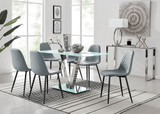 Florini V White Dining Table and 6 Corona Black Leg Chairs - florini-6-seats-white-glass-rectangle-dining-table-6-grey-leather-corona-black-chairs-set.jpg